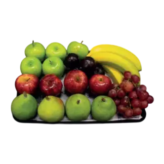 Fruta de mano(manzana, pera, ciruela, uvas y platano.)  22 pzas